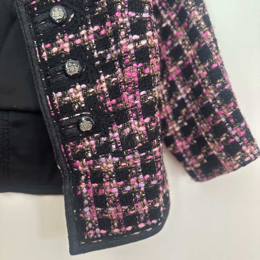 Forever 21 Black and Pink Tweed Open-Front Blazer - Picture 4 of 7